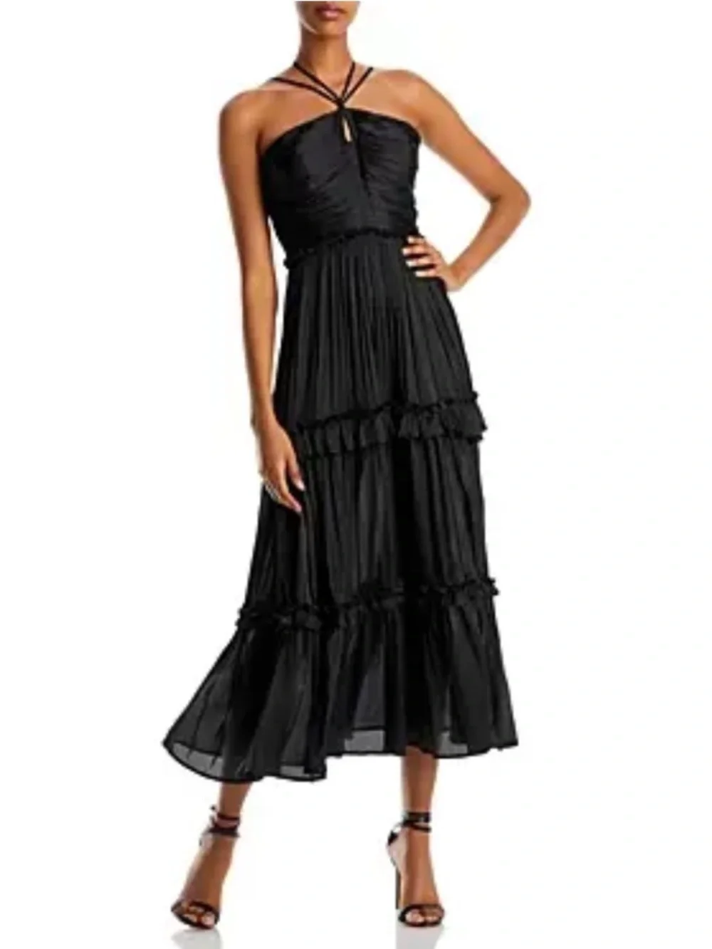 Aqua Women's Strappy Ruched Midi Dress - 100% Exclusive - Black - Size M
